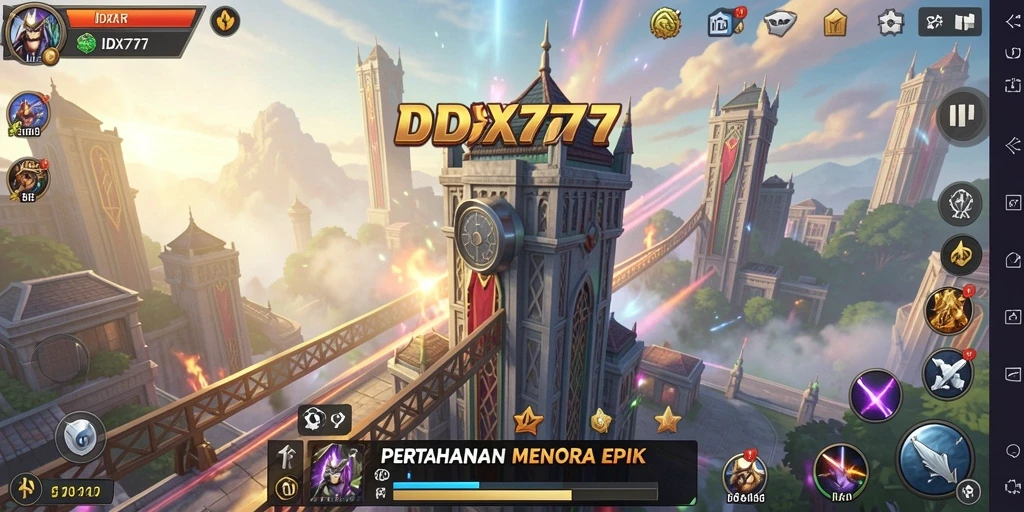 Gameplay seru dalam IDX777 dengan pertahanan menara strategis.