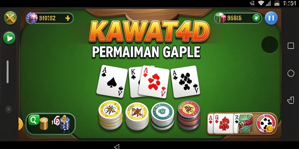 Tampilan menarik permainan Gaple KAWAT4D dengan gameplay seru.