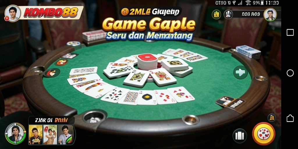 Tampilan gameplay seru dalam KOMBO88 Gaple.