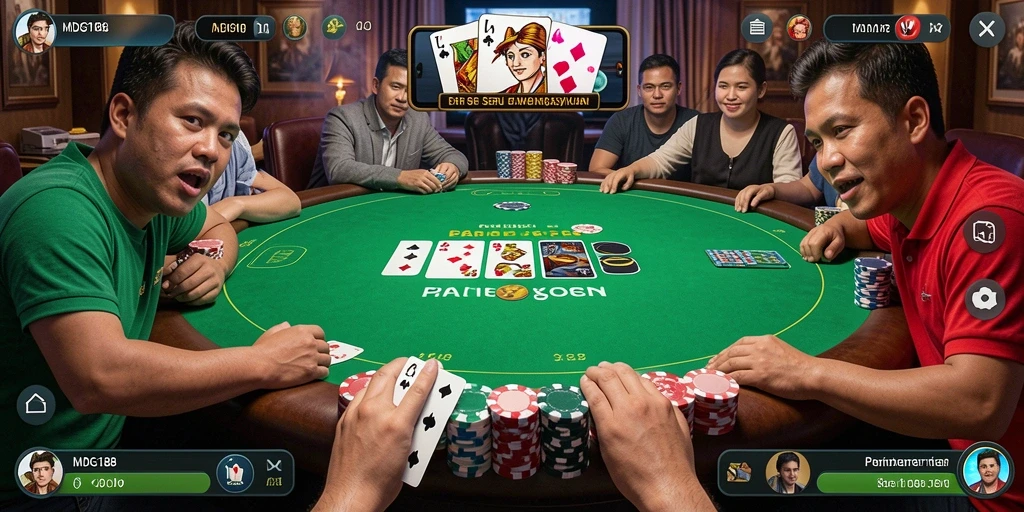 Tampilan gameplay seru Poker di MDG188.