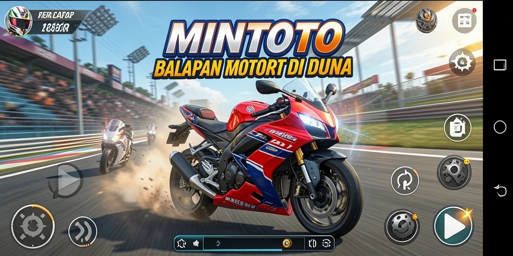 Gameplay seru MINTOTO dalam balapan motor yang mendebarkan.