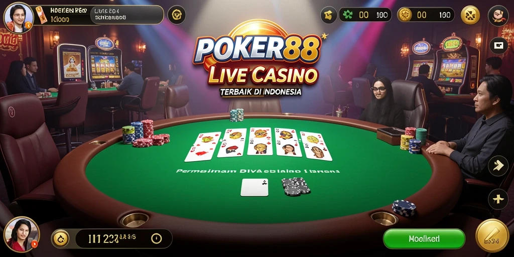 Tampilan menarik dari gameplay POKER88 dengan dealer langsung.