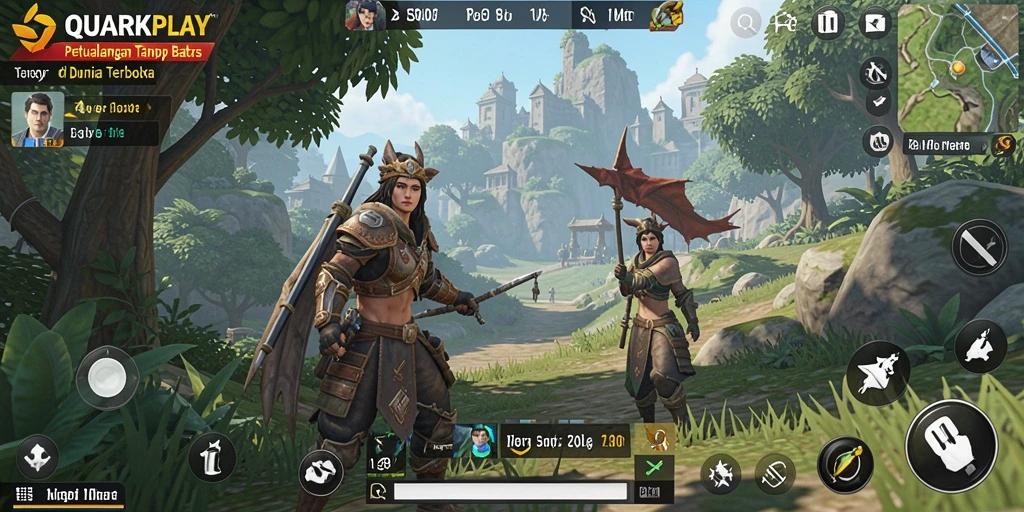 Tampilan gameplay QUARKPLAY dalam dunia terbuka yang mencengangkan.