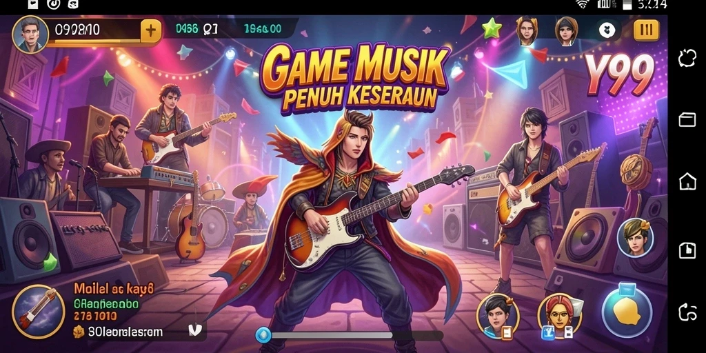 Tampilan gameplay Y89 yang menarik dengan berbagai lagu.